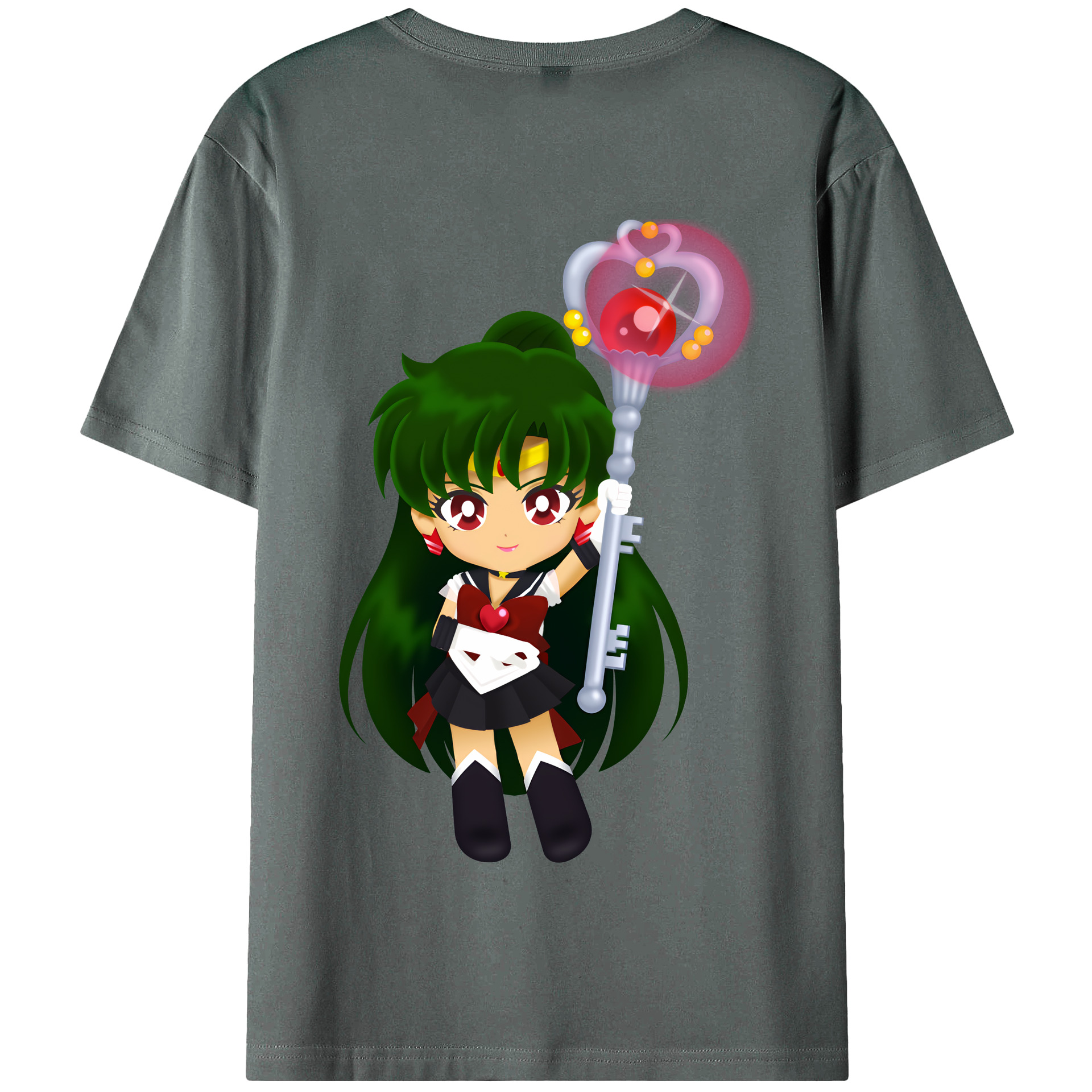 （画像用） 美少女戦士セーラームーン 冥王せつな Sailor Moon Meiou Setsuna 綿100％半袖Tシャツ（背面プリント）